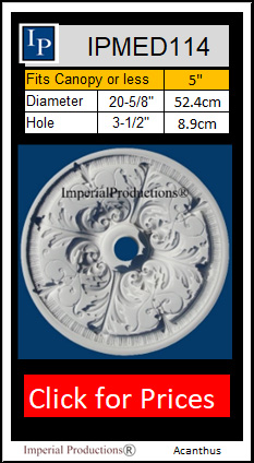 IPMED114 ceiling medallion acanthus style 20-5/8" diameter