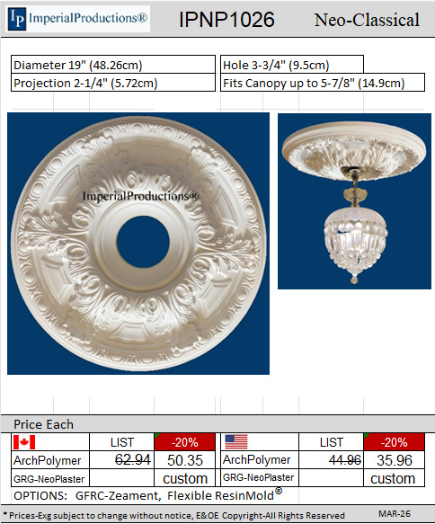 IPNP1026 medallion 19" NeoClassical