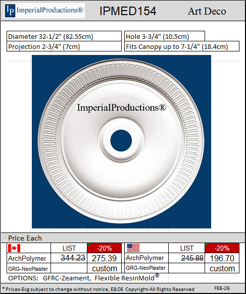 IPMED154 Medallion 32-1/2" Art Deco