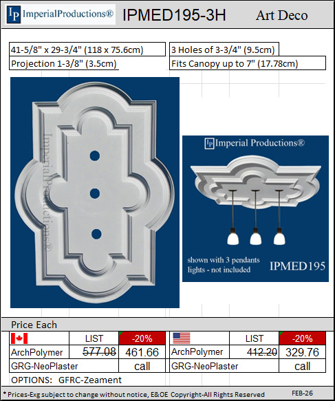 IPMED195-3H Art Deco Medallion