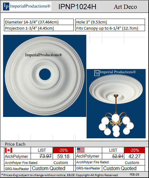 IPNP1024H medallion 14-3/4" diameter