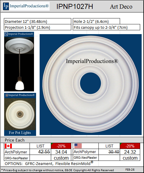 IPNP1027H medallion 12" diameter