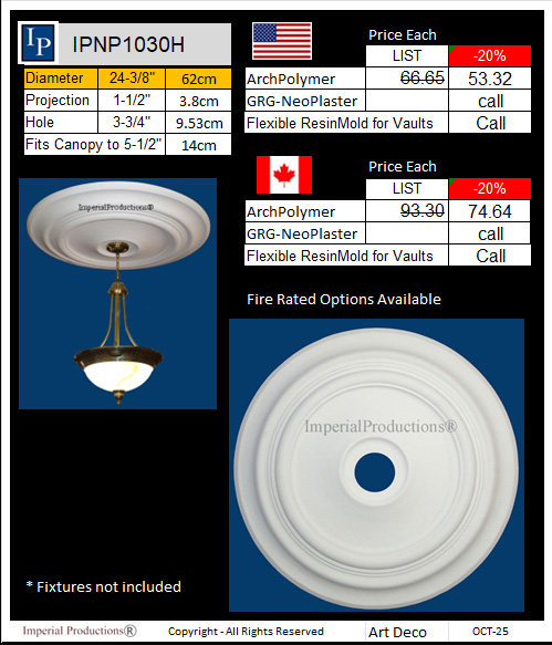 IPNP1030H ceiling medallion price card