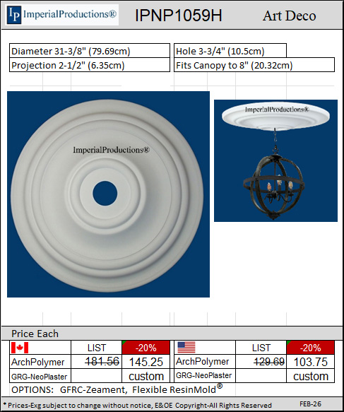 IPNP1059H Art Deco Medallion 31-3/8"