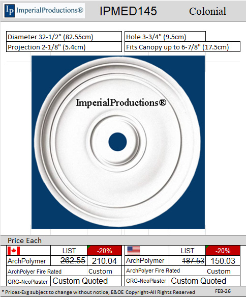 IPMED145 Colonial Diameter 32-1/2" 