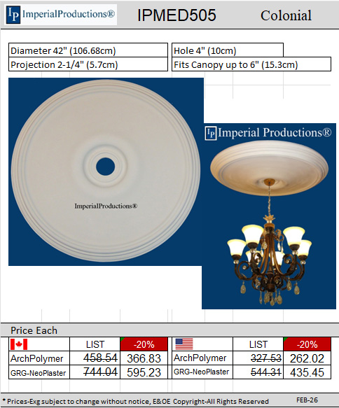 IPMED505 colonial medallion 42" diameter