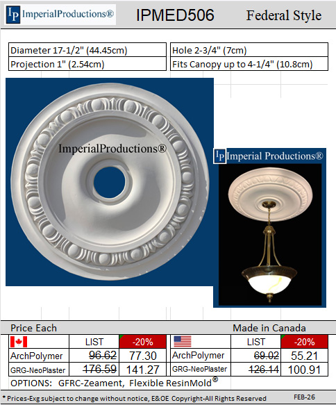 IPMED506 Federal Medallion 17-1/2"