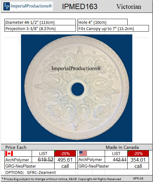 IPMED163 Victorian medallion 44-1/2"